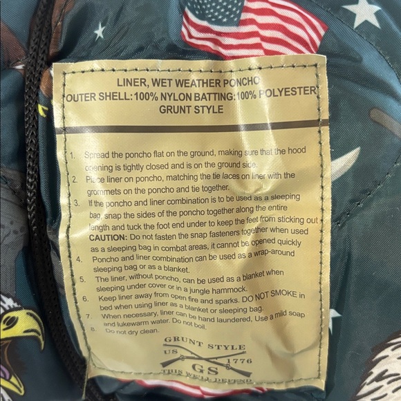 Grunt Style Woobie blanket, wet weather poncho liner,  Eagle Flag Design, NWOT - Picture 2 of 3